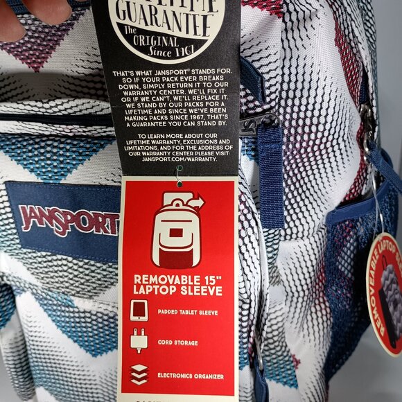 Jansport Big Student Backpack Multicolor-Chevron Style New NWT - Picture 7 of 10